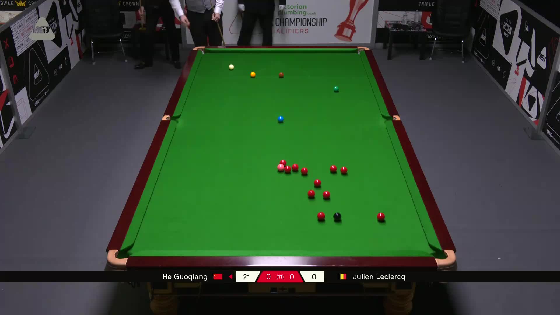 贺国强VS朱利安·勒克莱尔 2025斯诺克英国锦标赛资格赛 第一局
