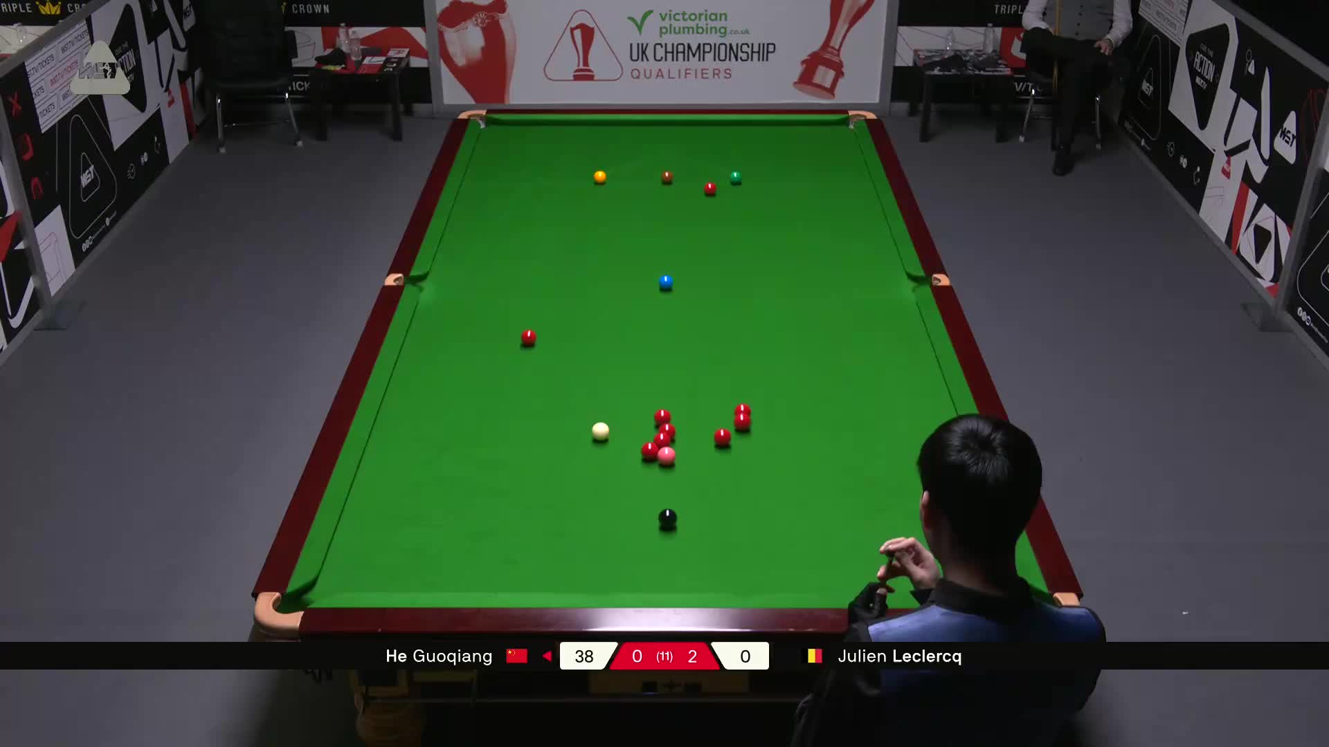 贺国强VS朱利安·勒克莱尔 2025斯诺克英国锦标赛资格赛 第三局