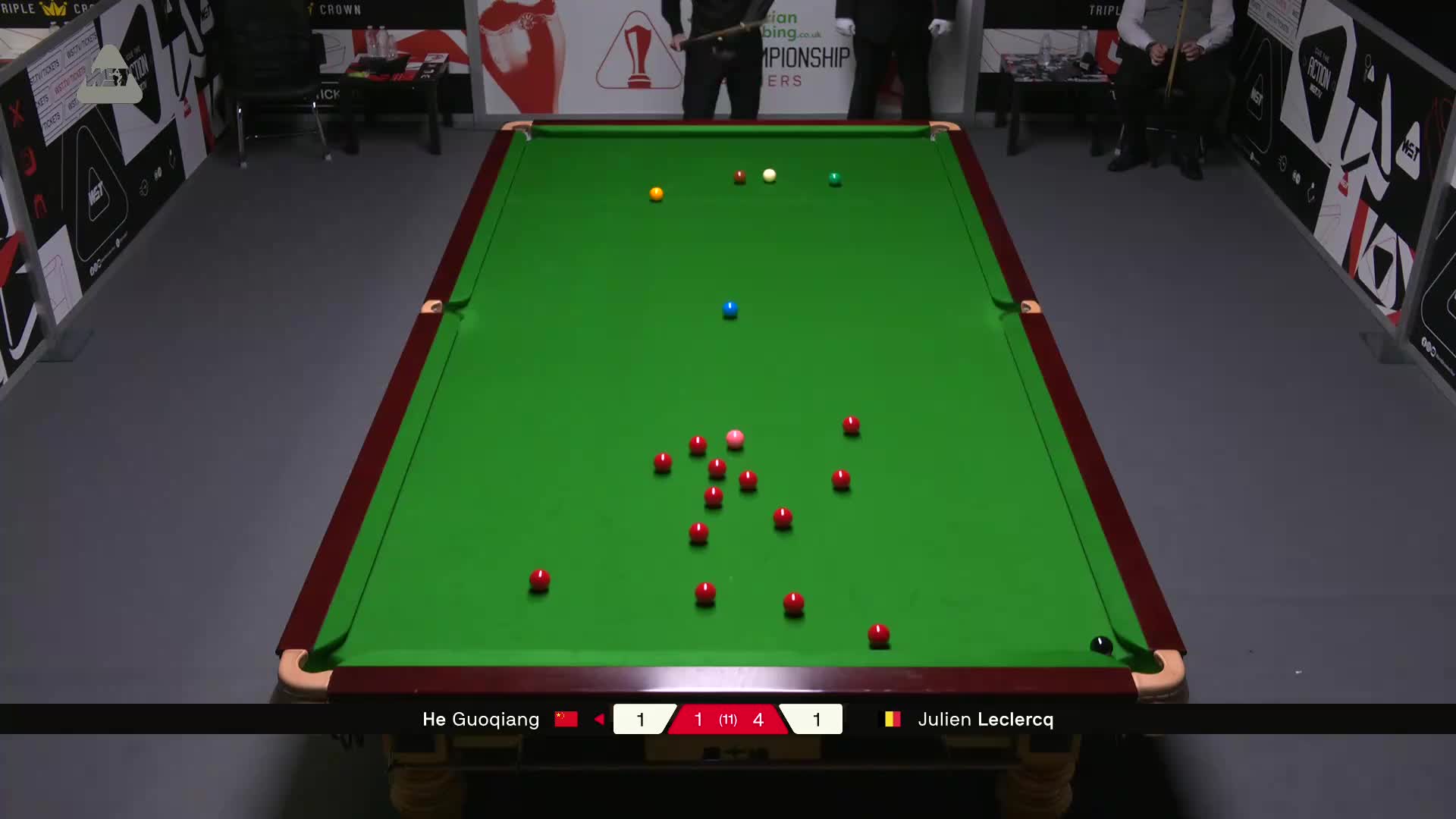 贺国强VS朱利安·勒克莱尔 2025斯诺克英国锦标赛资格赛 第六局