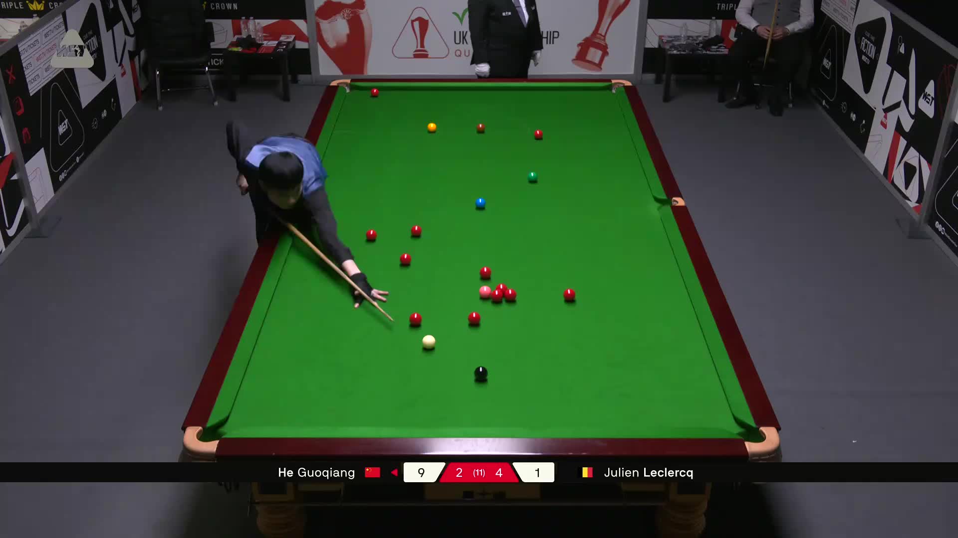 贺国强VS朱利安·勒克莱尔 2025斯诺克英国锦标赛资格赛 第七局