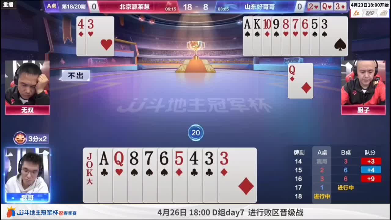 磊哥对3记大！海底妙手拆圈！两幅牌打出了山东好哥哥队员的实力