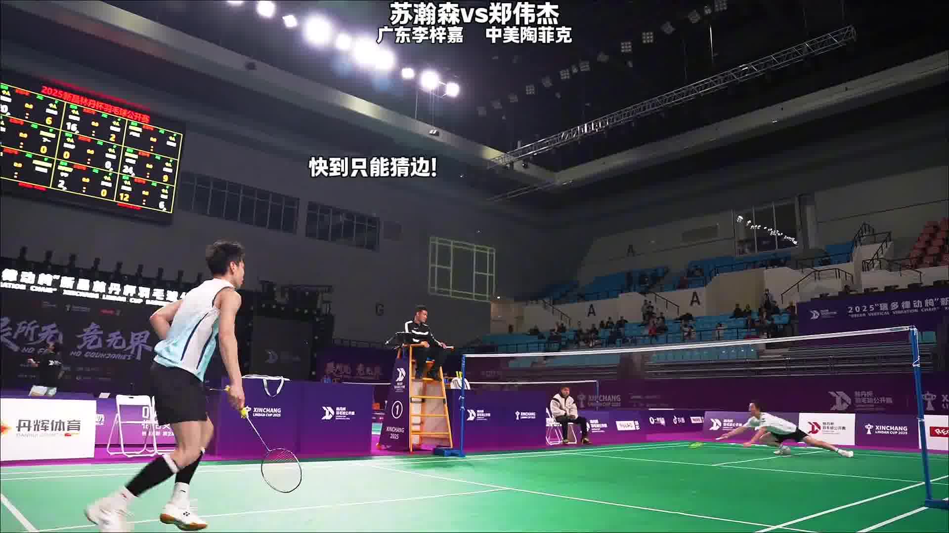 广东李梓嘉与中美陶菲克极限对决！杀球只能靠猜边！！