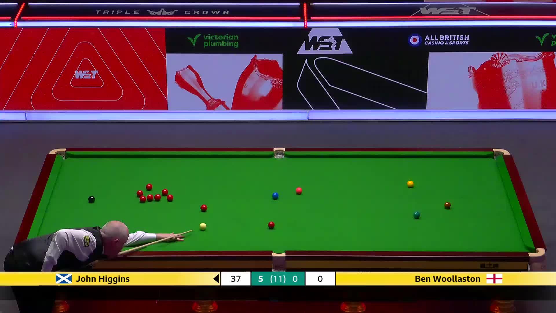 约翰·希金斯VS本·沃拉斯顿 2025斯诺克英国锦标赛正赛 第六局