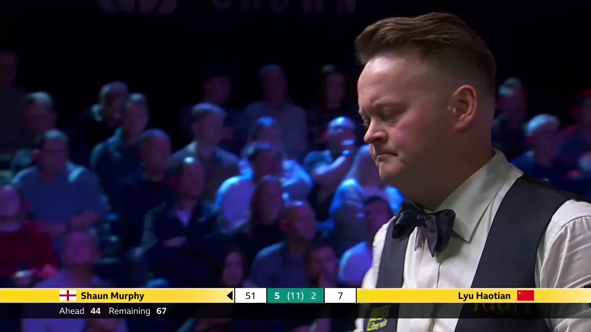 肖恩·墨菲VS吕昊天 2025斯诺克英国锦标赛正赛 第八局