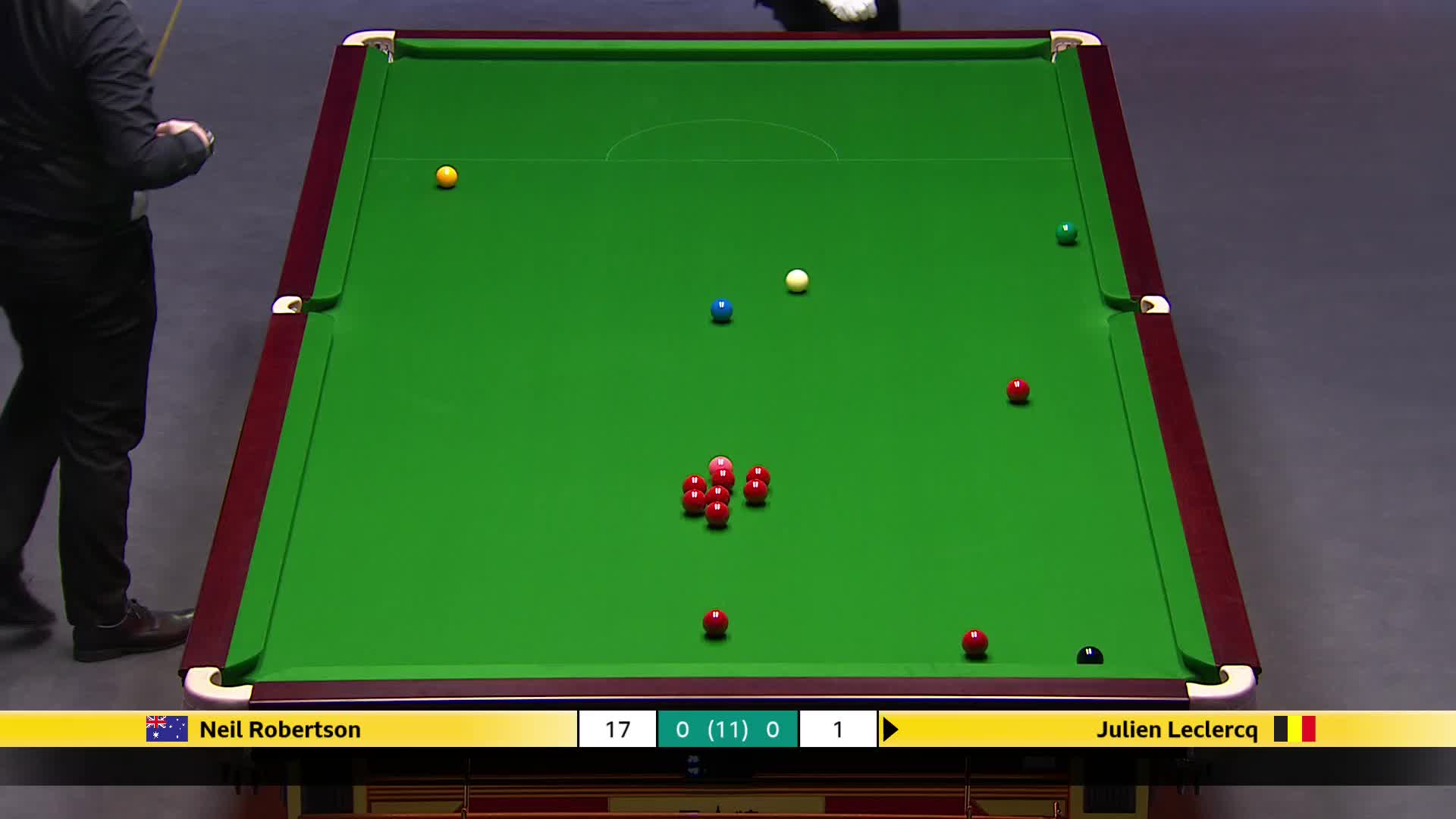 尼尔·罗伯逊VS朱利安·勒克莱尔 2025斯诺克英国锦标赛正赛 第一局