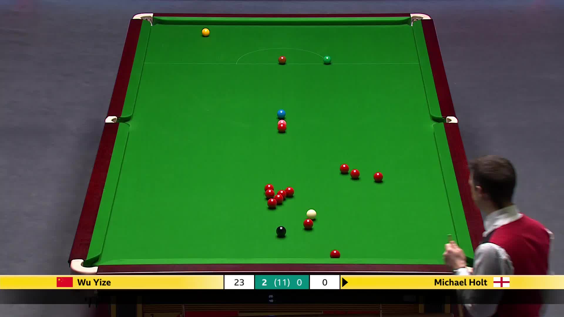 吴宜泽VS迈克尔·霍尔特 2025斯诺克英国锦标赛正赛 第三局