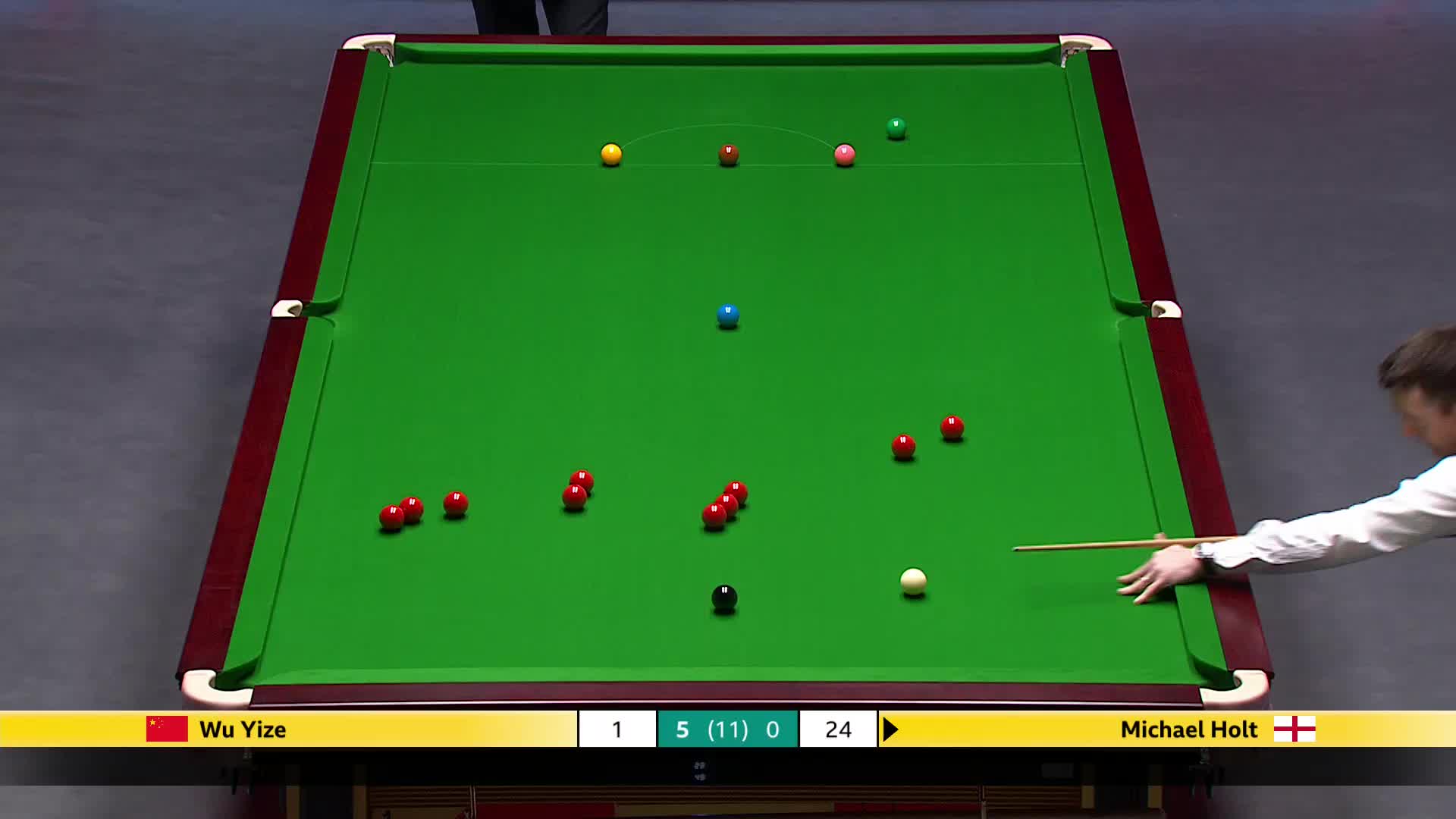 吴宜泽VS迈克尔·霍尔特 2025斯诺克英国锦标赛正赛 第六局