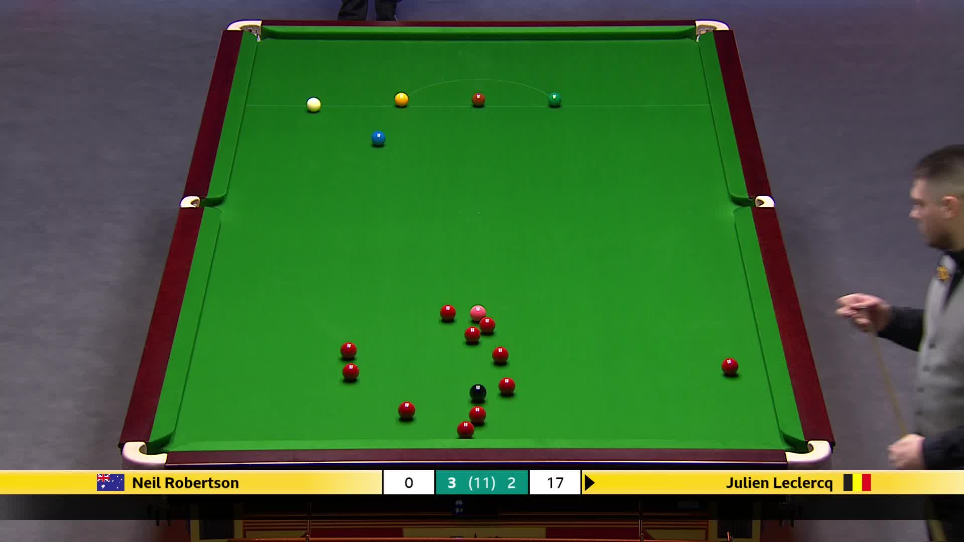 尼尔·罗伯逊VS朱利安·勒克莱尔 2025斯诺克英国锦标赛正赛 第六局