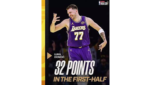 NBA小组西部赛湖人vs快船 东契奇半场轻松取得32分