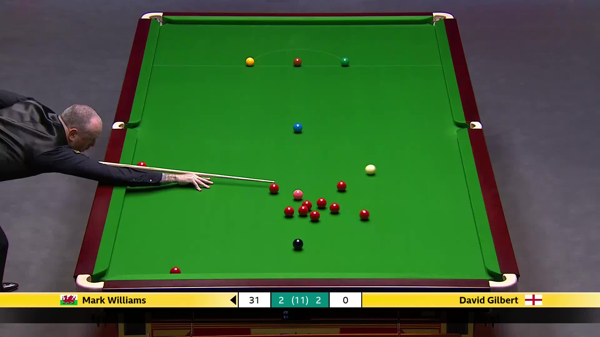 马克·威廉姆斯VS大卫·吉尔伯特 2025斯诺克英国锦标赛正赛 第五局