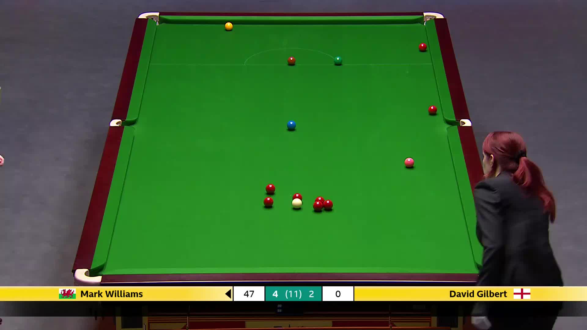 马克·威廉姆斯VS大卫·吉尔伯特 2025斯诺克英国锦标赛正赛 第七局