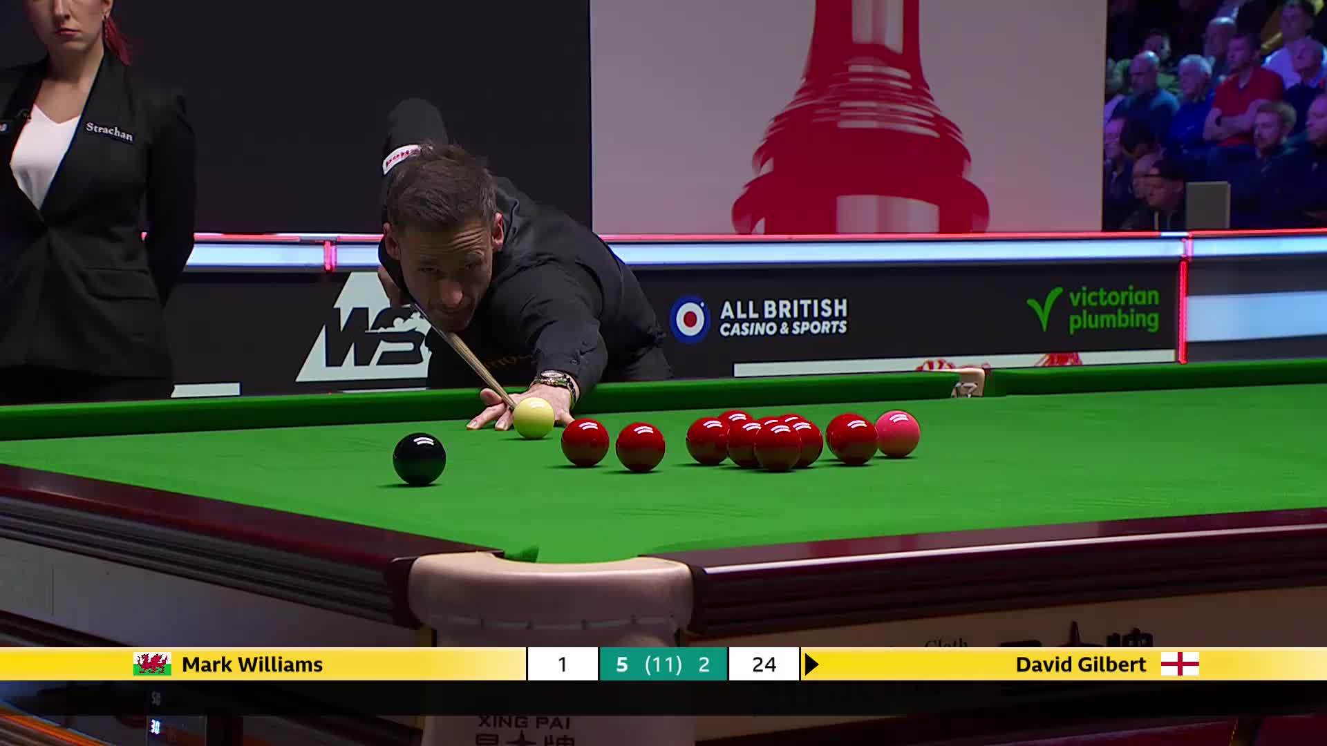 马克·威廉姆斯VS大卫·吉尔伯特 2025斯诺克英国锦标赛正赛 第八局
