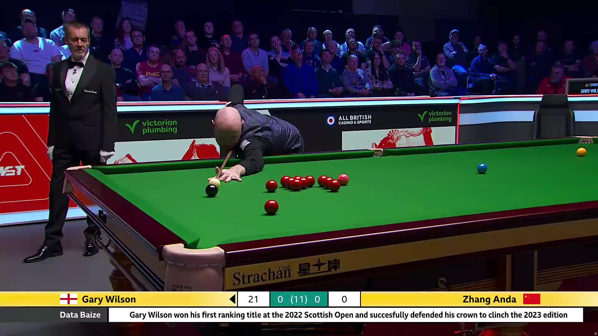 G威尔逊VS张安达 2025斯诺克英国锦标赛正赛 第一局