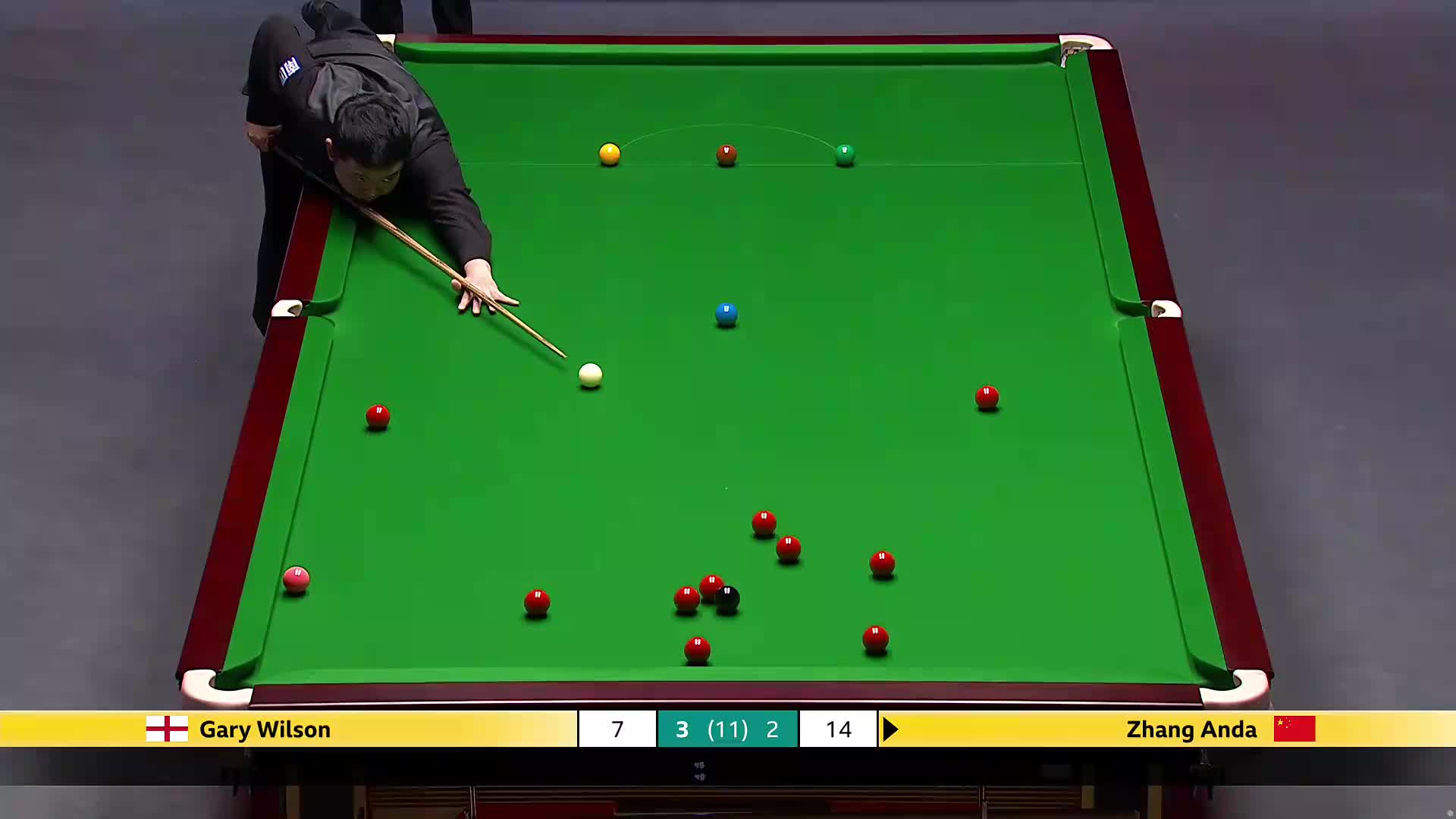 G威尔逊VS张安达 2025斯诺克英国锦标赛正赛 第六局