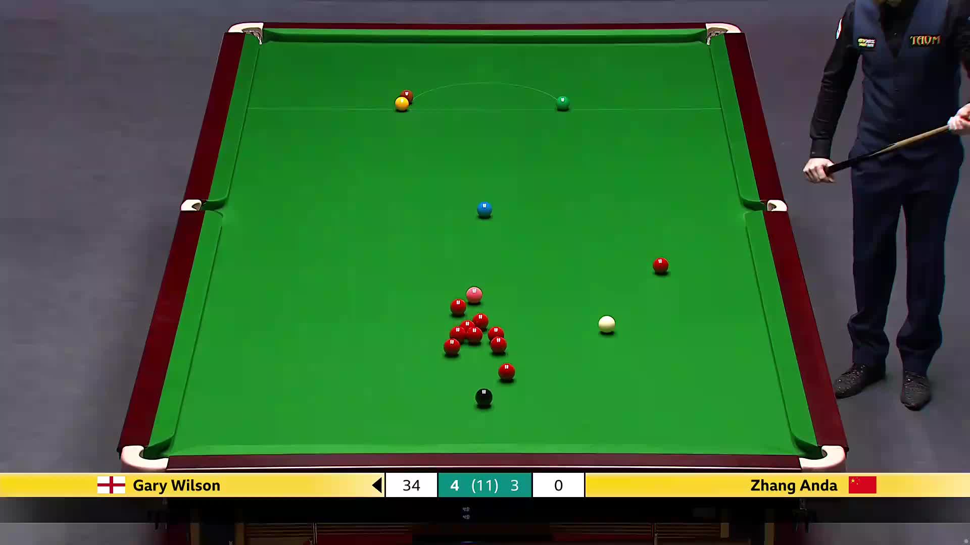 G威尔逊VS张安达 2025斯诺克英国锦标赛正赛 第八局