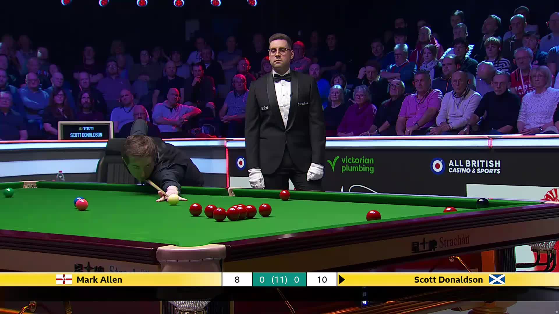 马克艾伦VS斯科特·唐纳森 2025斯诺克英国锦标赛正赛 第一局
