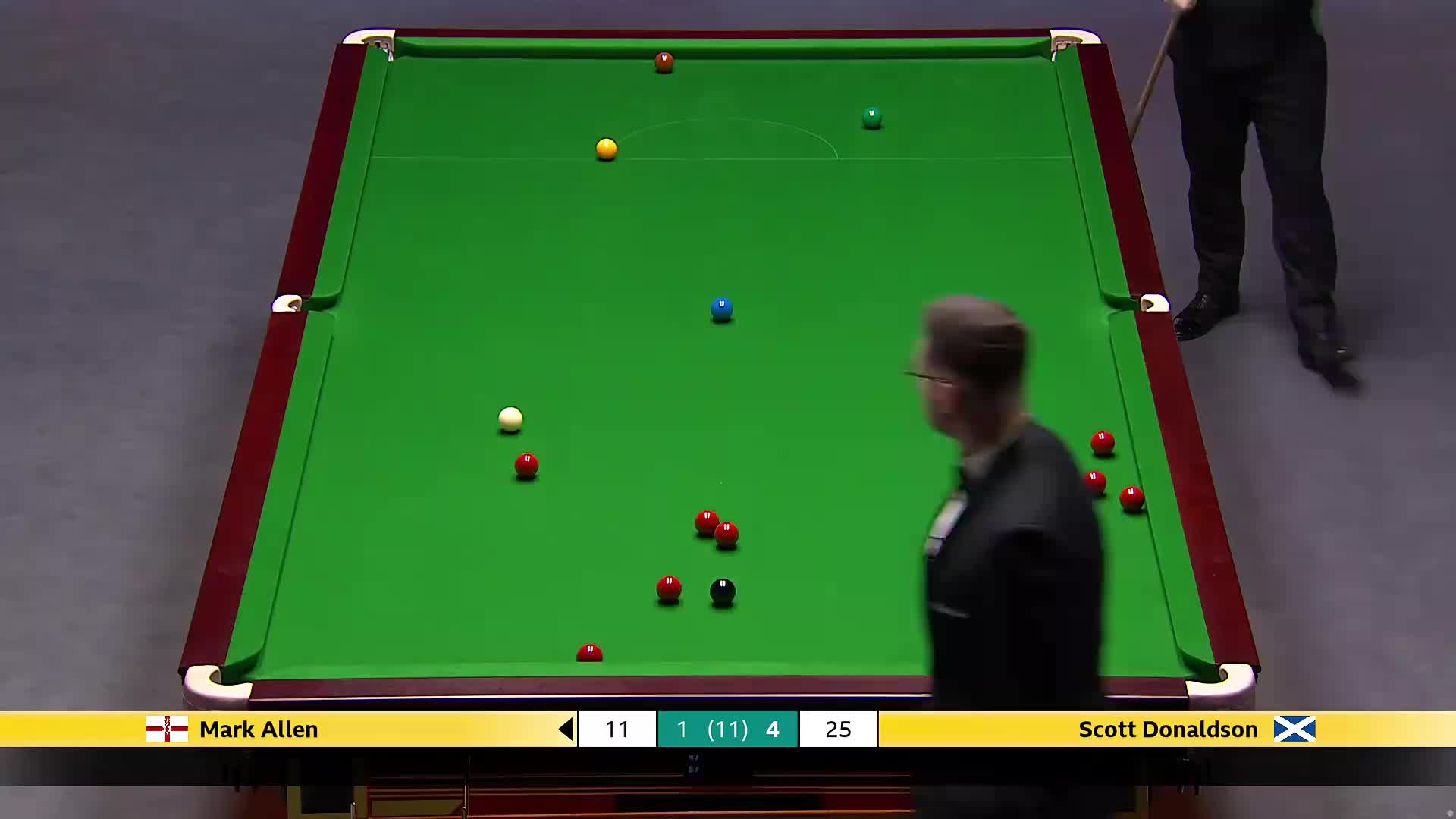 马克艾伦VS斯科特·唐纳森 2025斯诺克英国锦标赛正赛 第六局