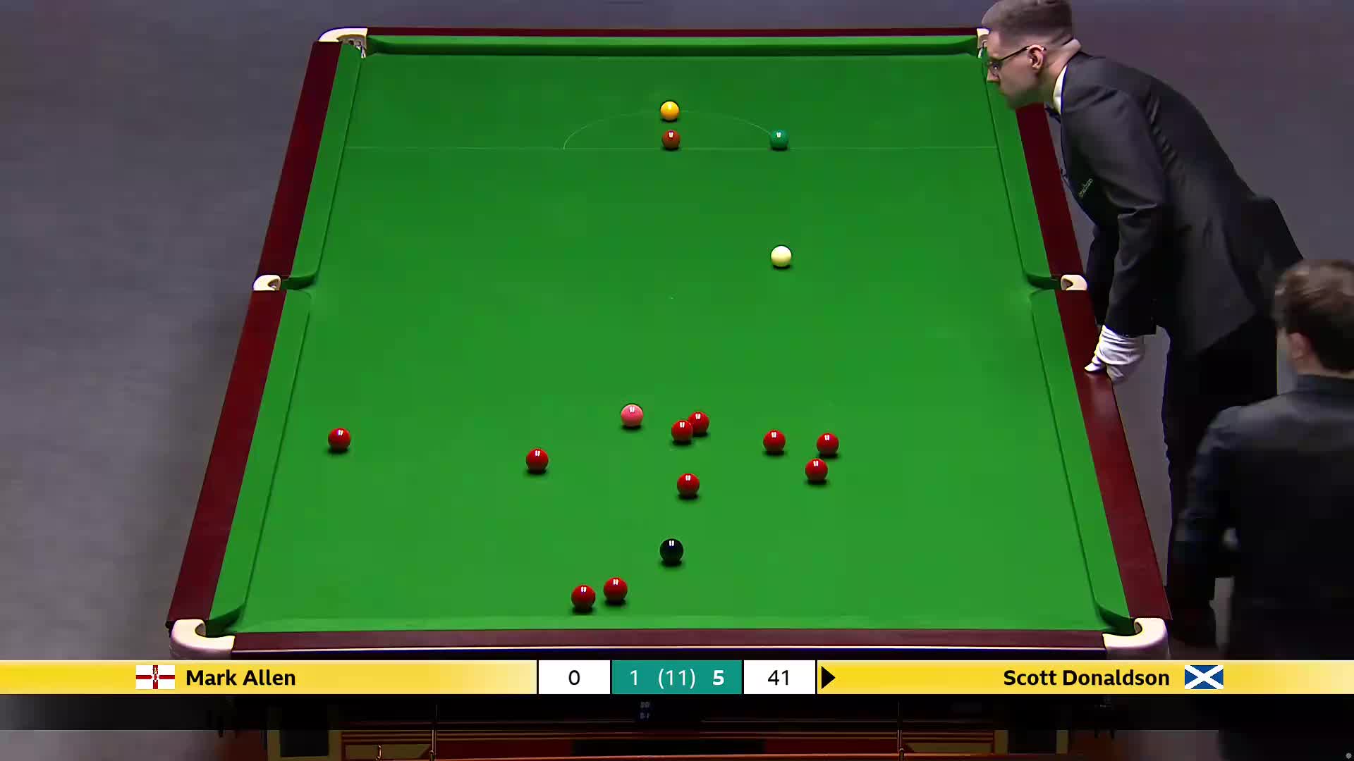 马克艾伦VS斯科特·唐纳森 2025斯诺克英国锦标赛正赛 第七局