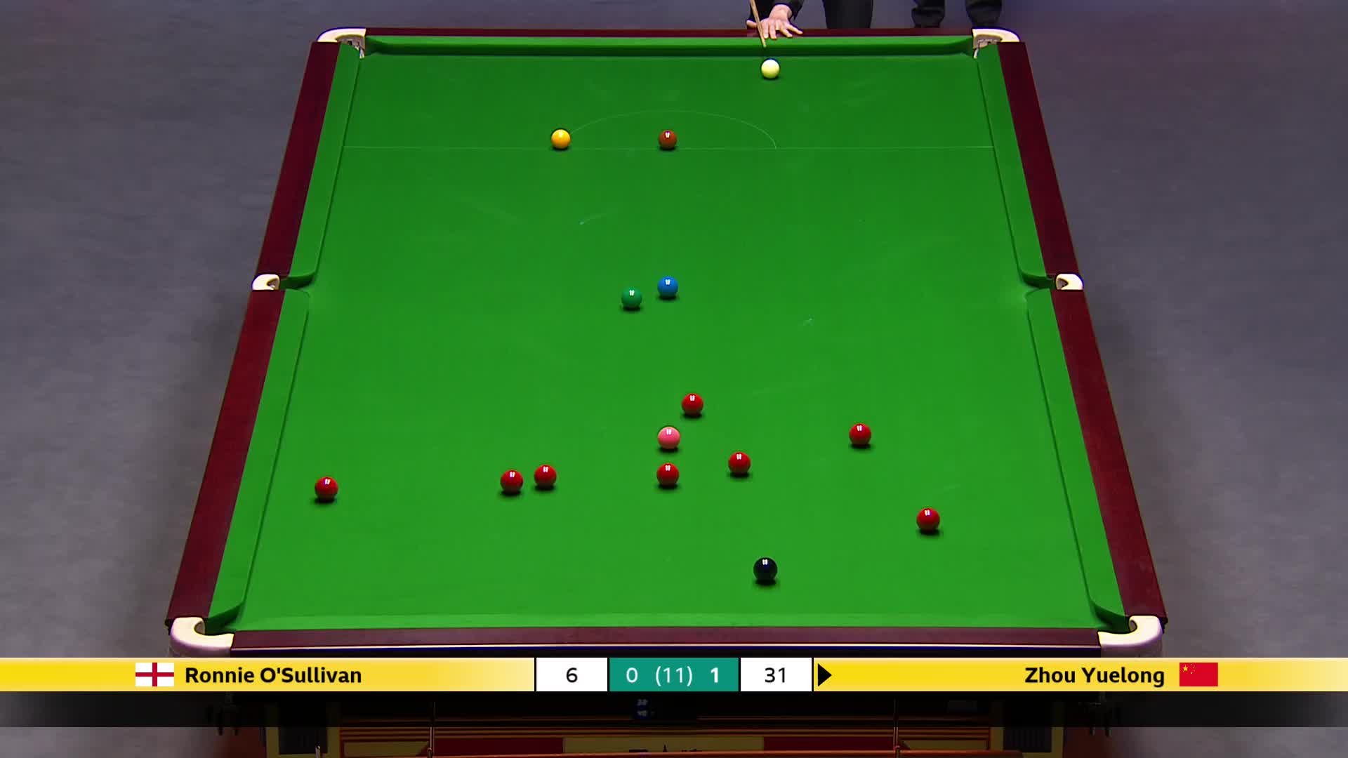罗尼·奥沙利文VS周跃龙 2025斯诺克英国锦标赛正赛 第二局