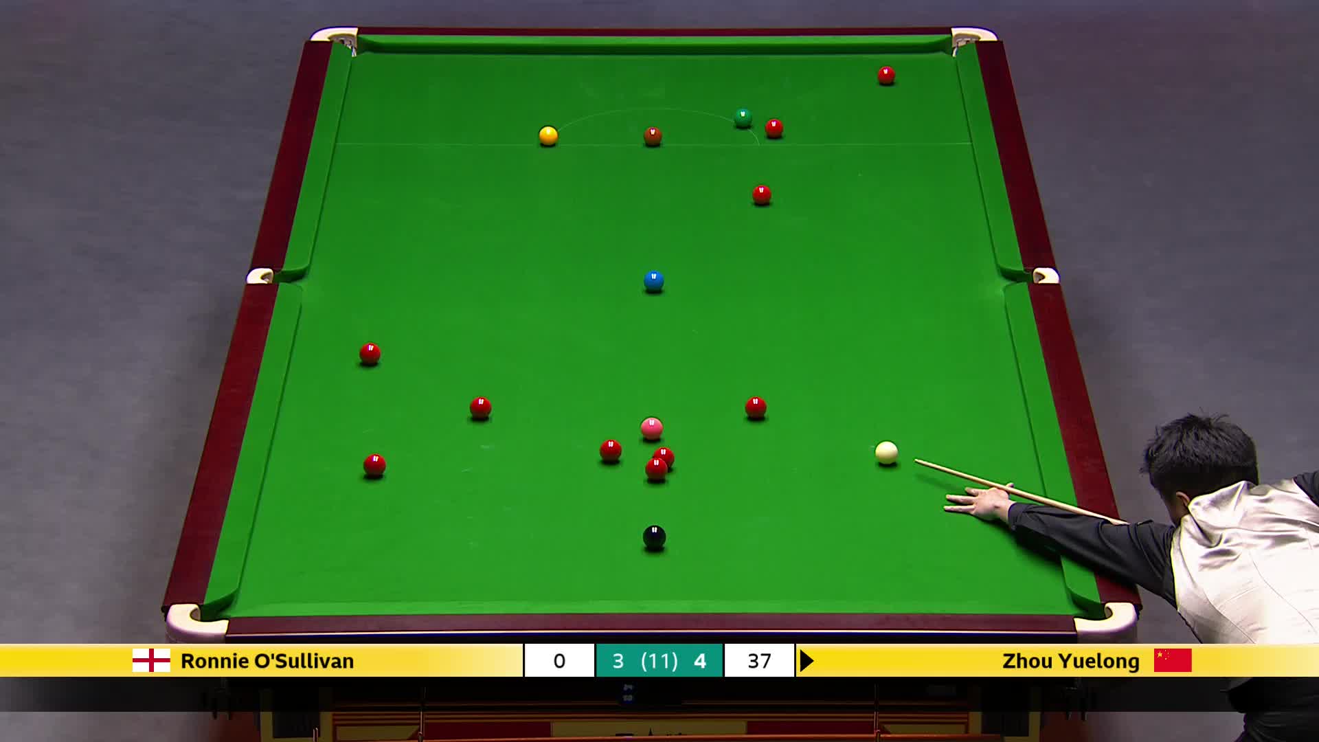 罗尼·奥沙利文VS周跃龙 2025斯诺克英国锦标赛正赛 第八局