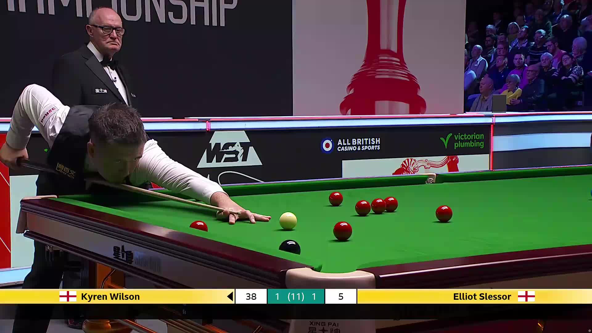 凯伦·威尔逊VS艾利奥特·斯莱瑟 2025斯诺克英国锦标赛正赛 第三局