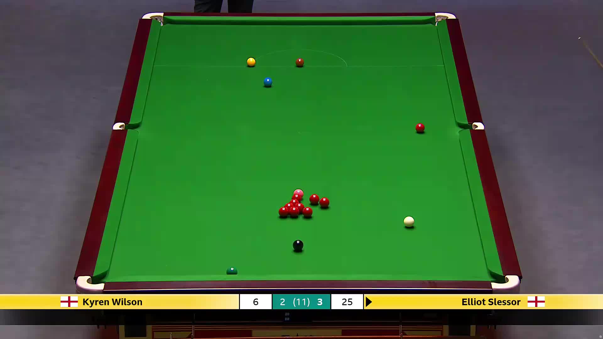 凯伦·威尔逊VS艾利奥特·斯莱瑟 2025斯诺克英国锦标赛正赛 第六局