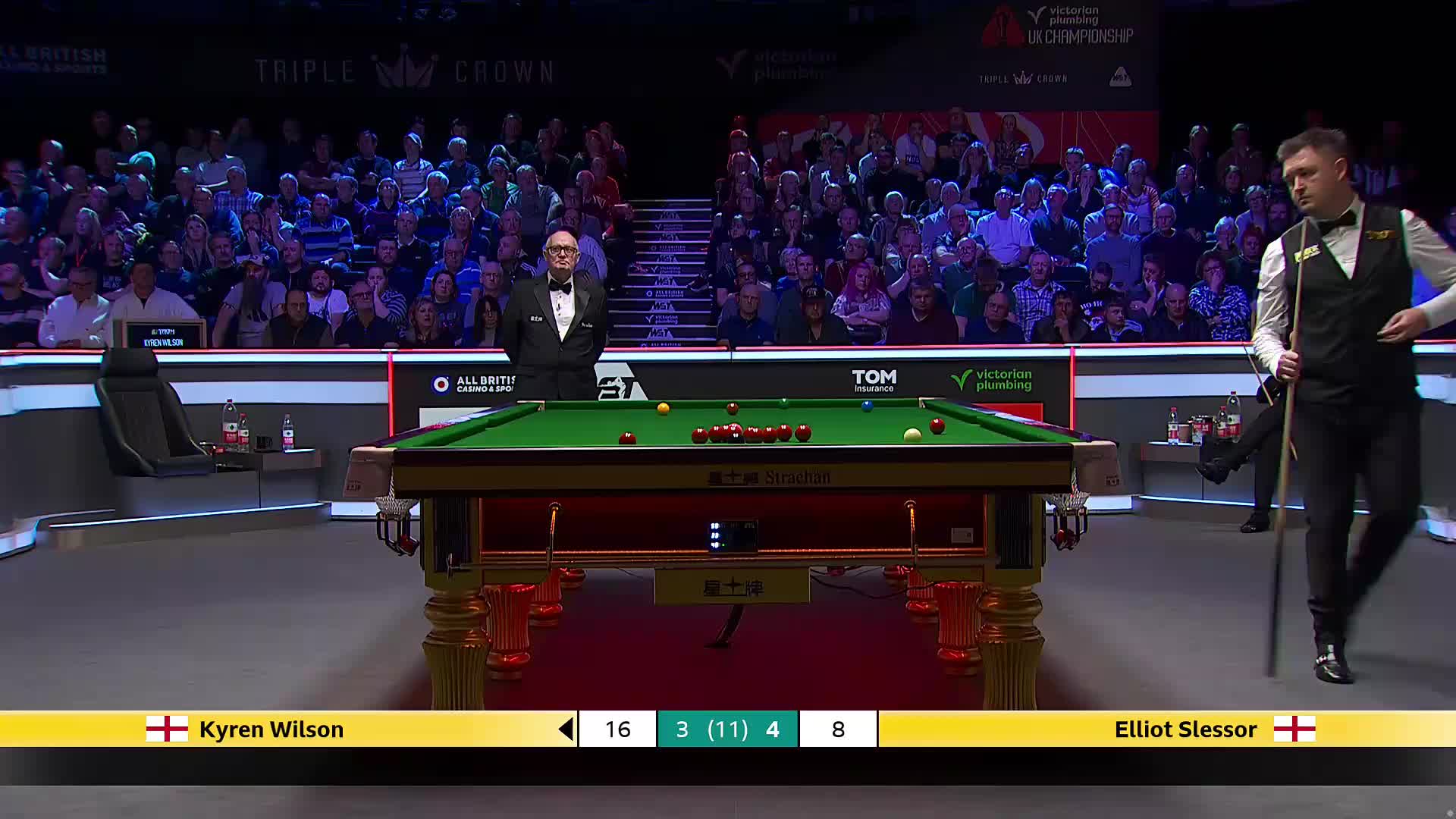 凯伦·威尔逊VS艾利奥特·斯莱瑟 2025斯诺克英国锦标赛正赛 第八局