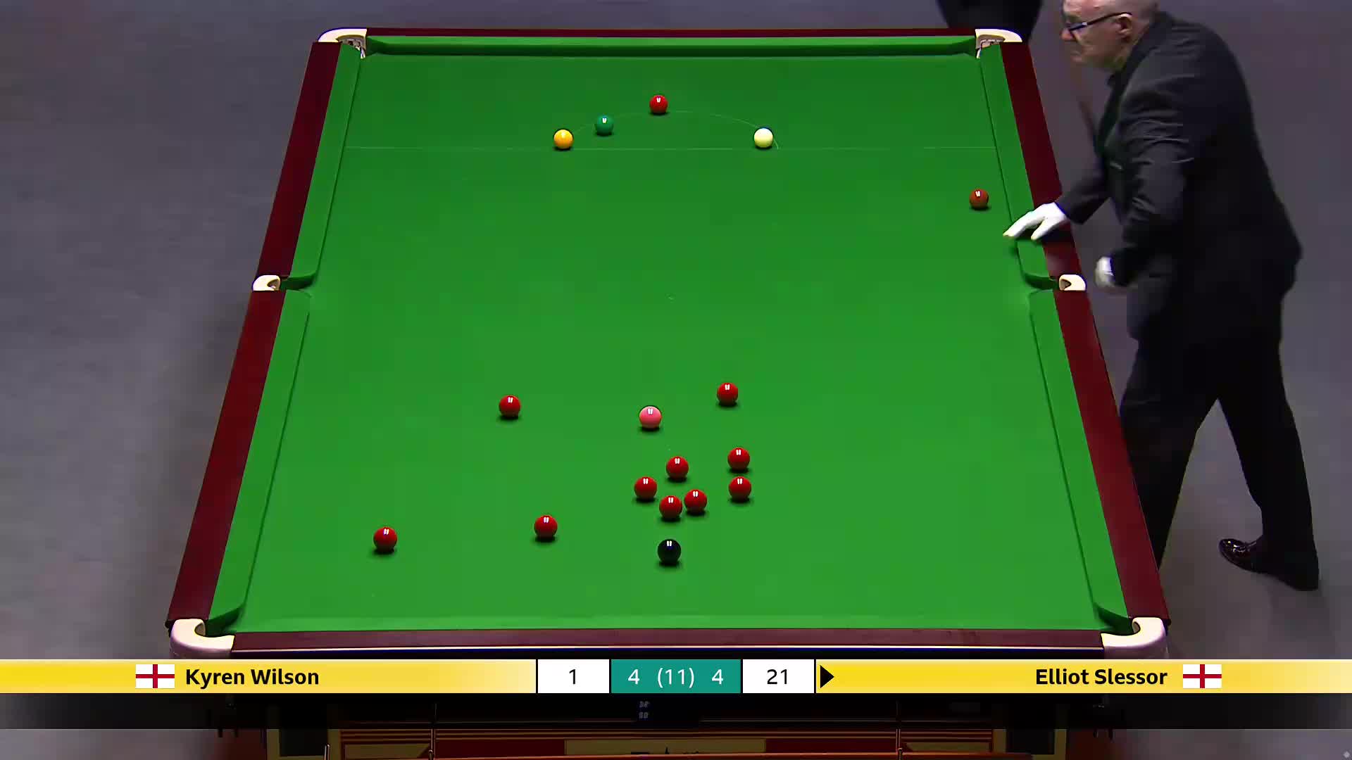 凯伦·威尔逊VS艾利奥特·斯莱瑟 2025斯诺克英国锦标赛正赛 第九局