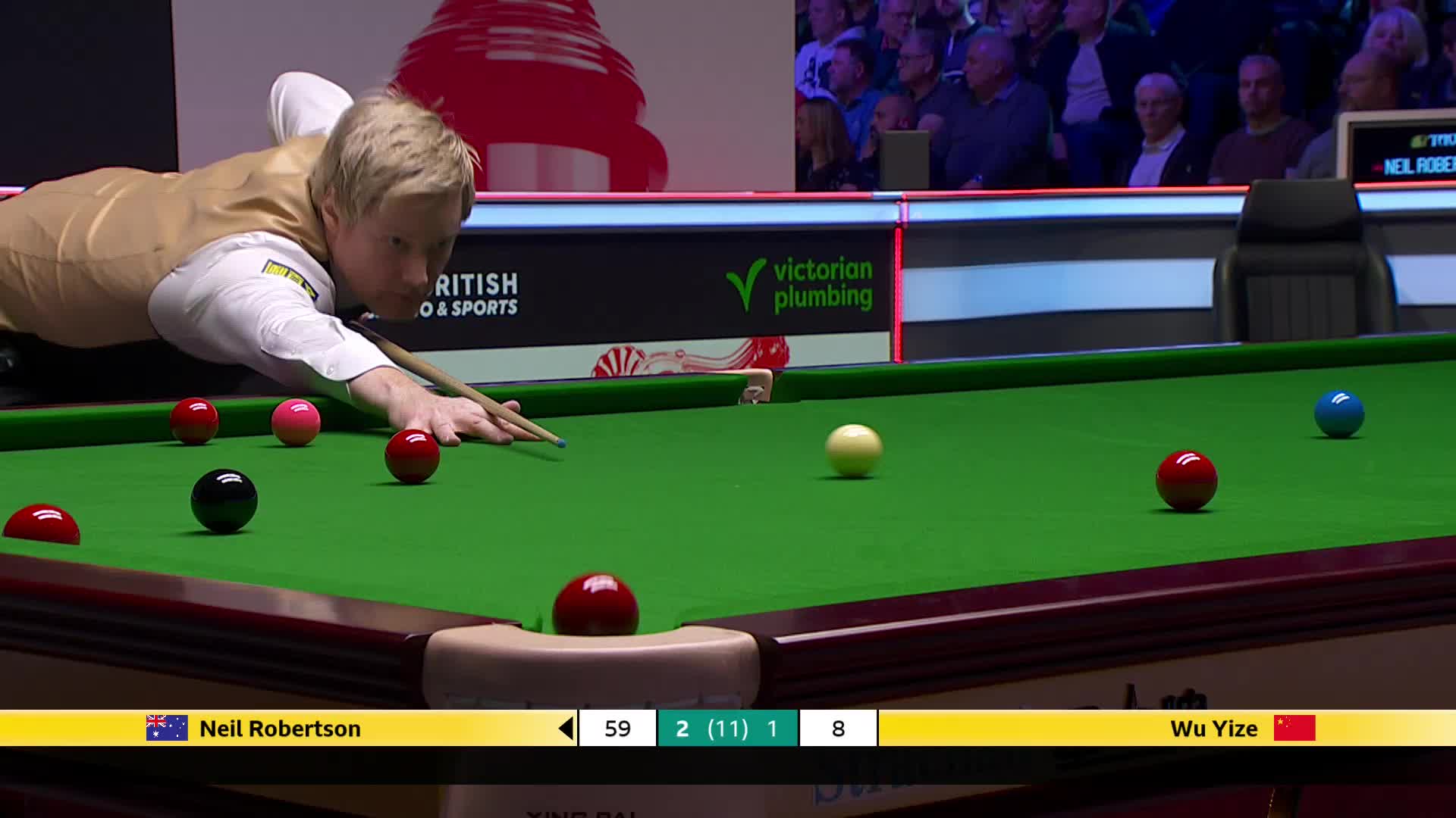 吴宜泽VS尼尔·罗伯逊 2025斯诺克英国锦标赛正赛 第四局