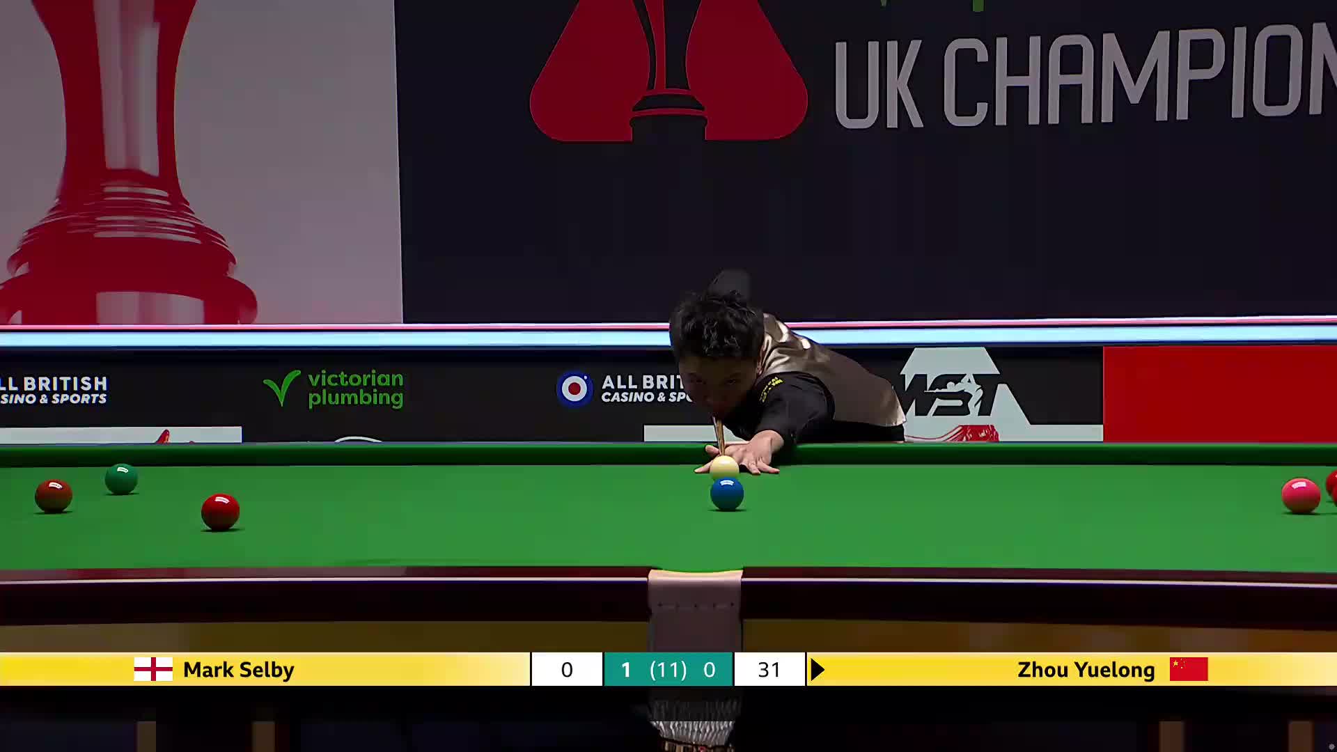 马克·塞尔比VS周跃龙 2025斯诺克英国锦标赛正赛 第二局