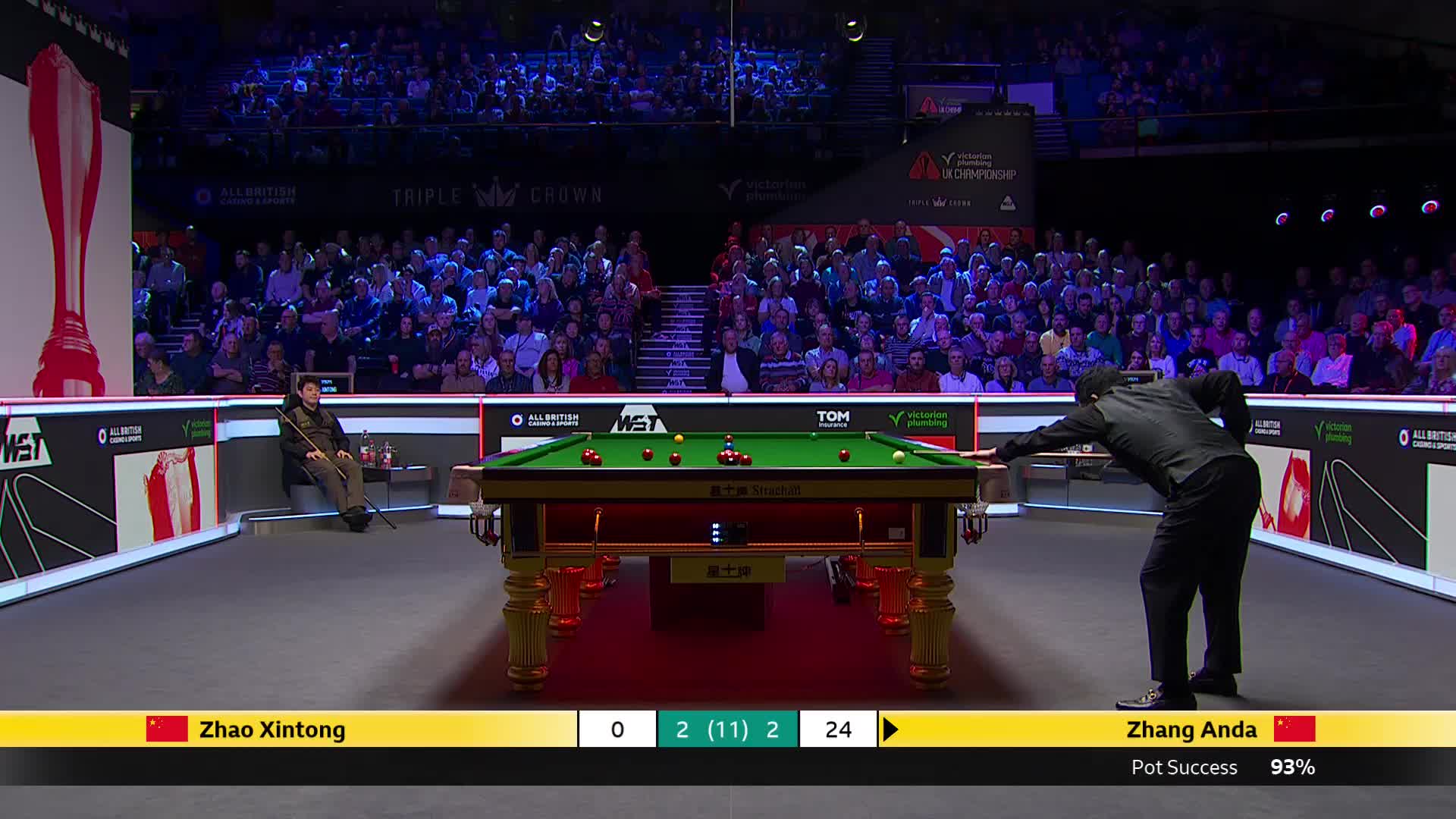 张安达 vs 赵心童 2025斯诺克英国锦标赛正赛 第五局