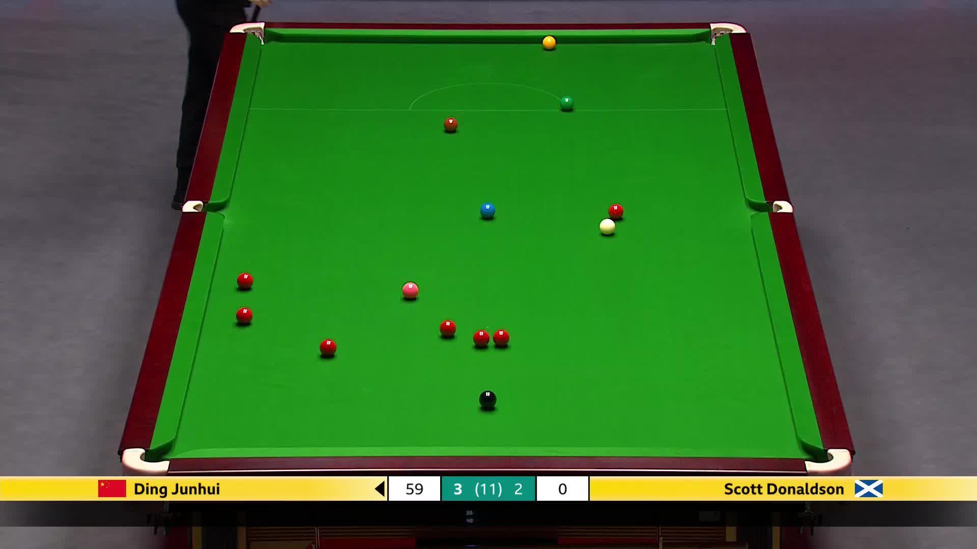 丁俊晖 vs 斯科特·唐纳森 2025斯诺克英国锦标赛正赛 第六局
