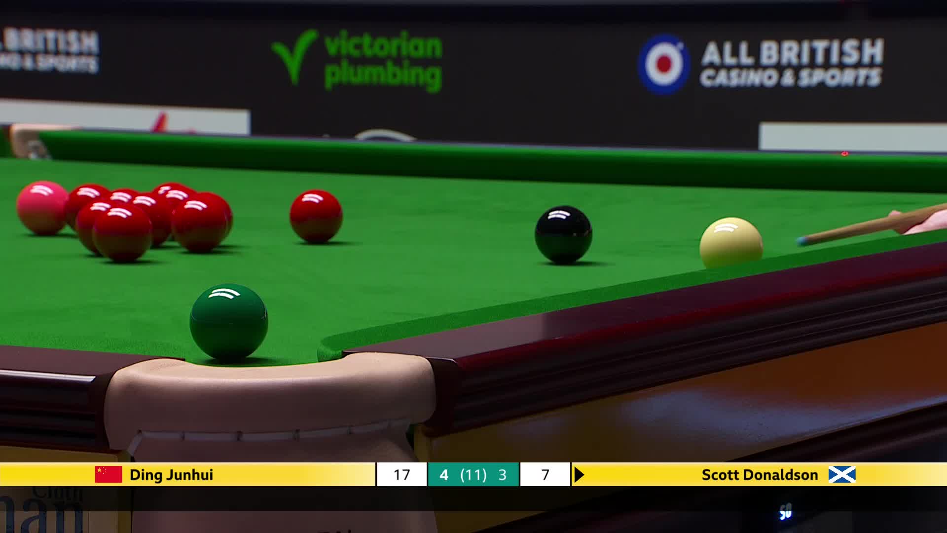 丁俊晖 vs 斯科特·唐纳森 2025斯诺克英国锦标赛正赛 第八局