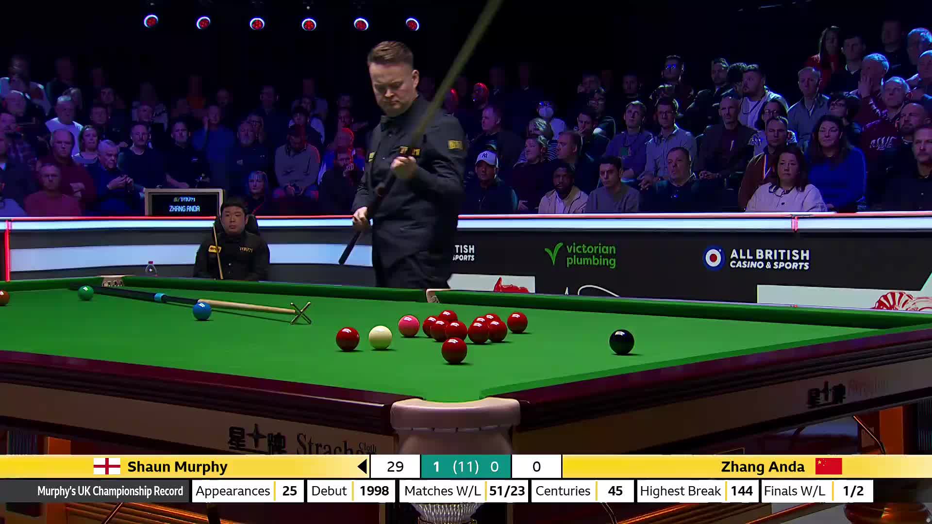 肖恩·墨菲VS张安达 2025斯诺克英国锦标赛正赛 第二局