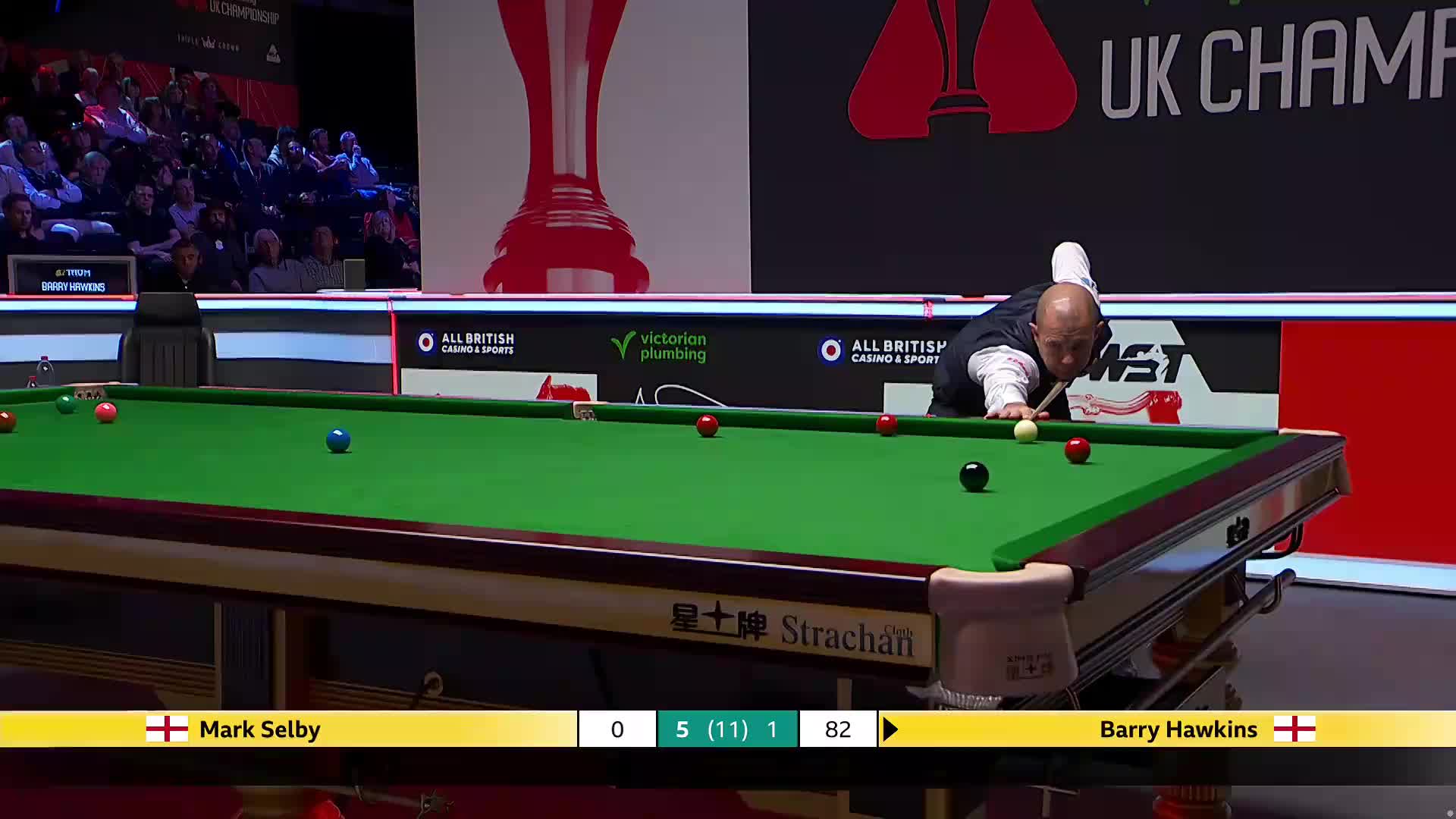 巴里·霍金斯VS马克·塞尔比 2025斯诺克英国锦标赛正赛 第八局