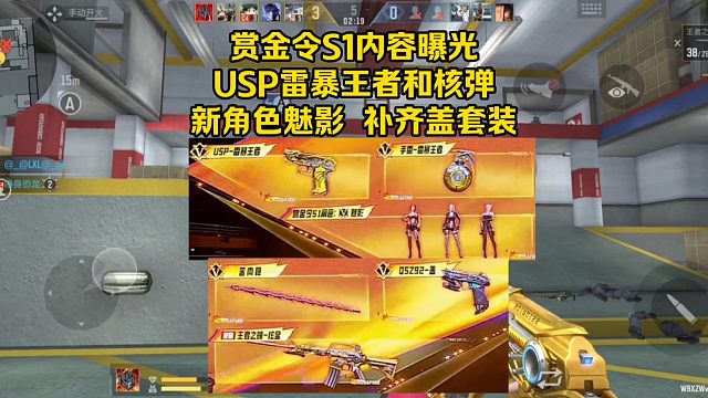 赏金令S1大奖USP雷暴王者/新核弹/角色魅影，盖补齐套装！