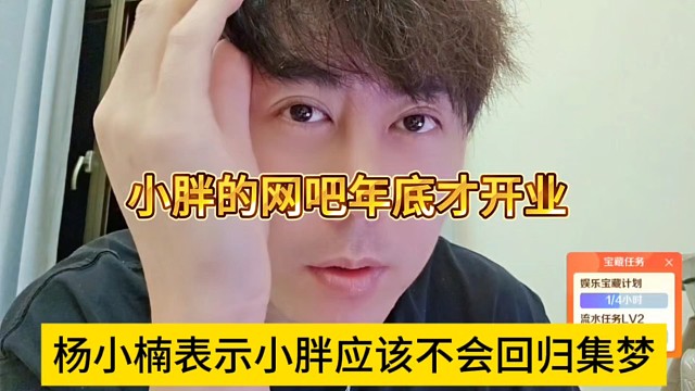 杨小楠声称小胖不会回归集梦，小胖的网吧年底才开业