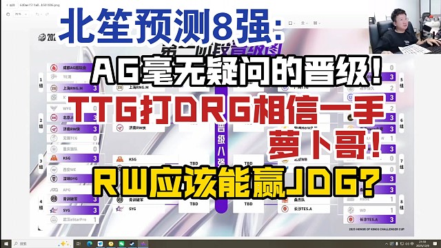 北笙预测8强:AG毫无疑问的晋级！TTG打DRG相信一手萝卜哥！RW应该能赢JDG？