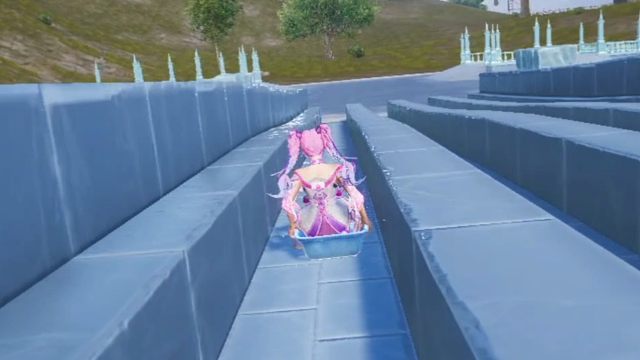 在和平精英里开着小车车去找冰雪大世界，最后还体验了一下滑行，就是看着好晕啊