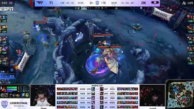 T1真就一年就猛一个月啊K杯第二把也被DK虐了，Smash卢锡安线上建立优势，中期在娜美的加持下直接游龙，以MVP的姿态率队再下一城，T1面对DK陷入绝境，再输一局就出局了。 我想起了那个梗：T1满头大汗，T1昏招频出，T1颓势尽显，T1败局已定，T1获得S赛冠军