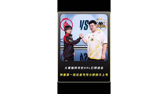 大黄猪哼评价KPL打野排名，第一就是钟意然后是句号，小胖现在已经排不上号了，小胖巅峰时期就是六边形战