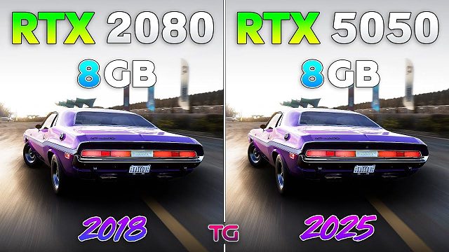 RTX 5050 8GB vs RTX 2080 8GB - 1080p分辨率10款游戏对比测试 |