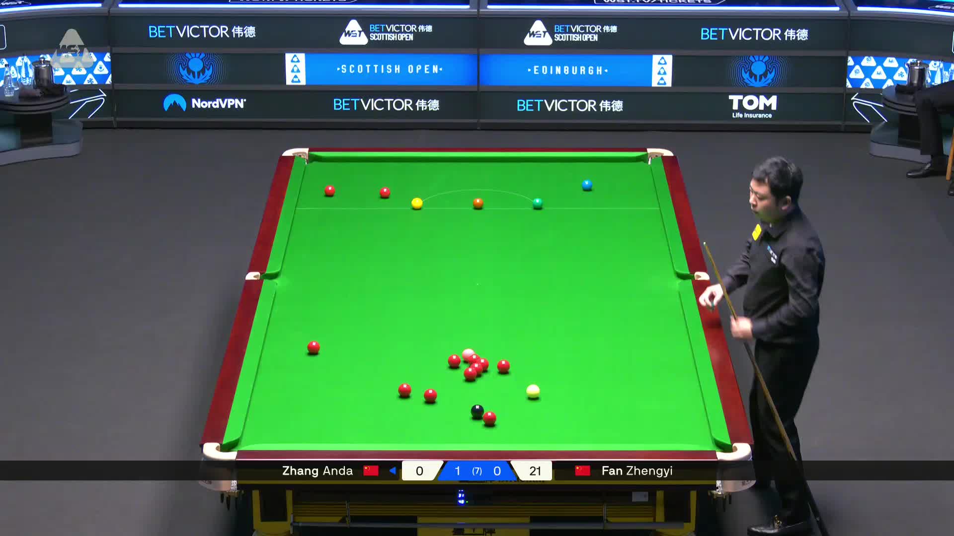 2025斯诺克苏格兰公开赛 张安达 VS 范争一 第二局