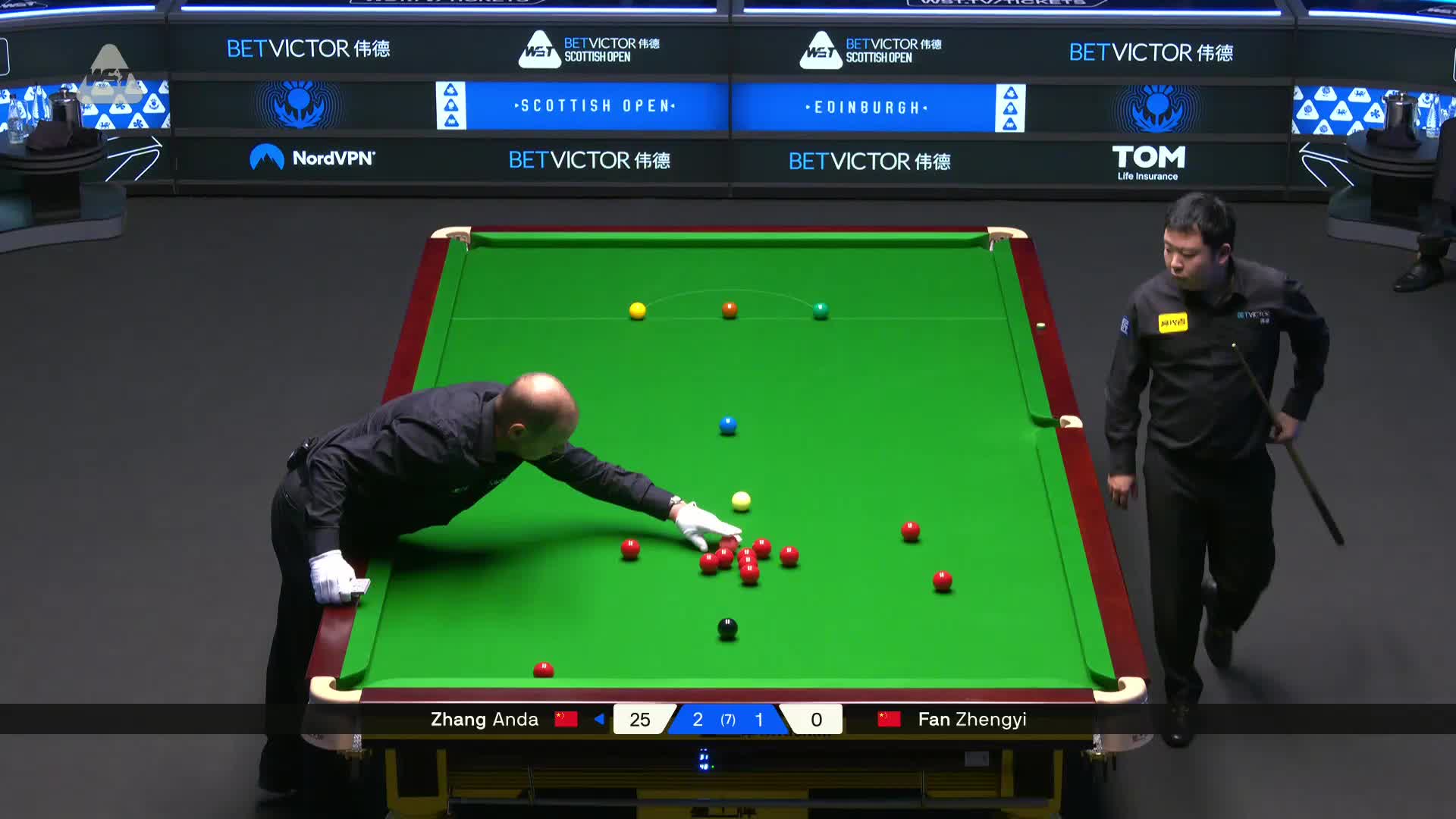 2025斯诺克苏格兰公开赛 张安达 VS 范争一 第四局