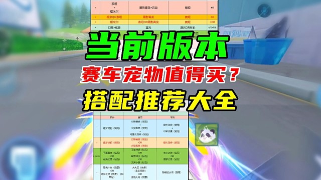 当前版本什么赛车、宠物值得买？搭配推荐大全