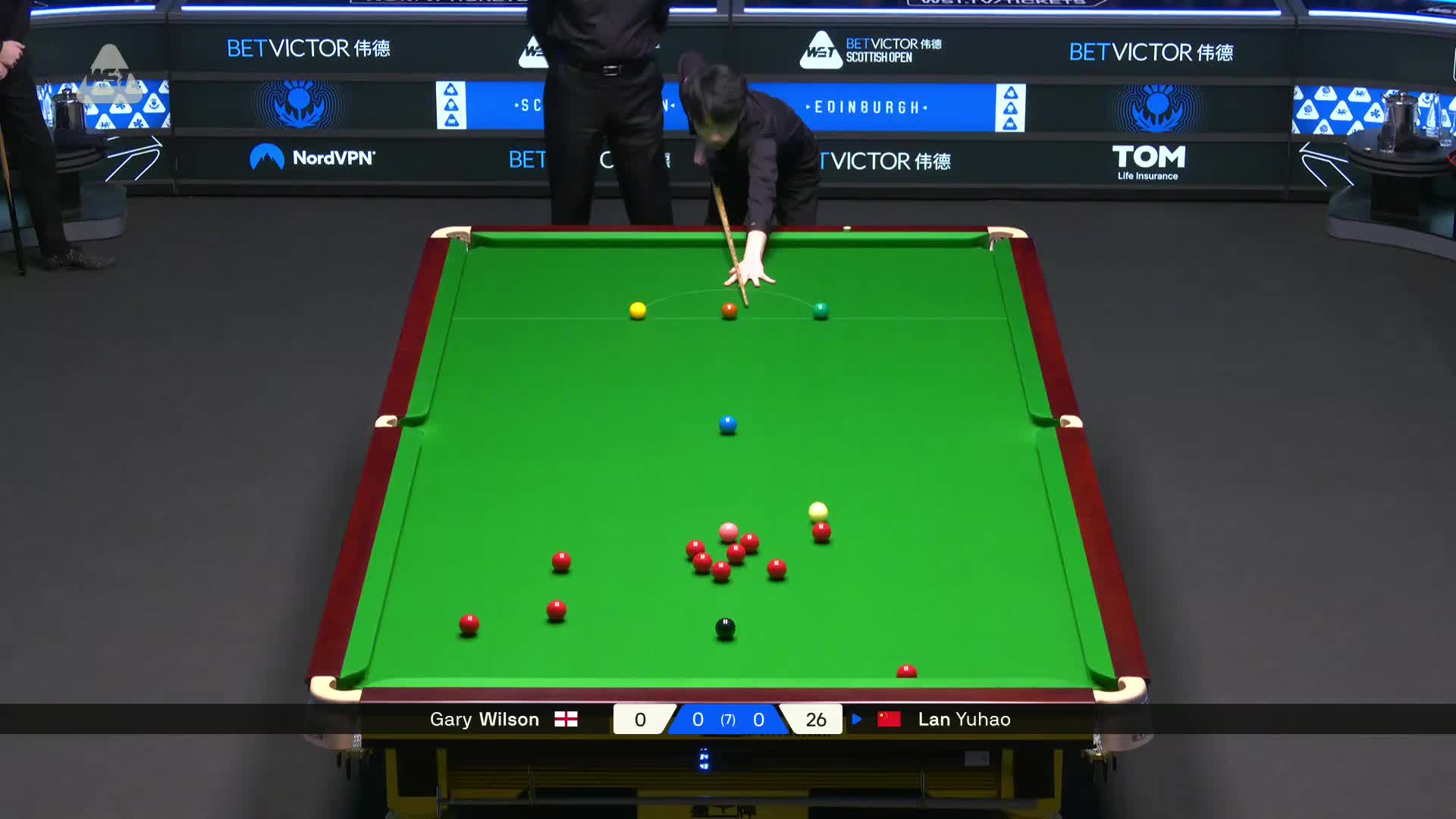 2025斯诺克苏格兰公开赛 加里·威尔逊 VS 蓝裕豪 第一局
