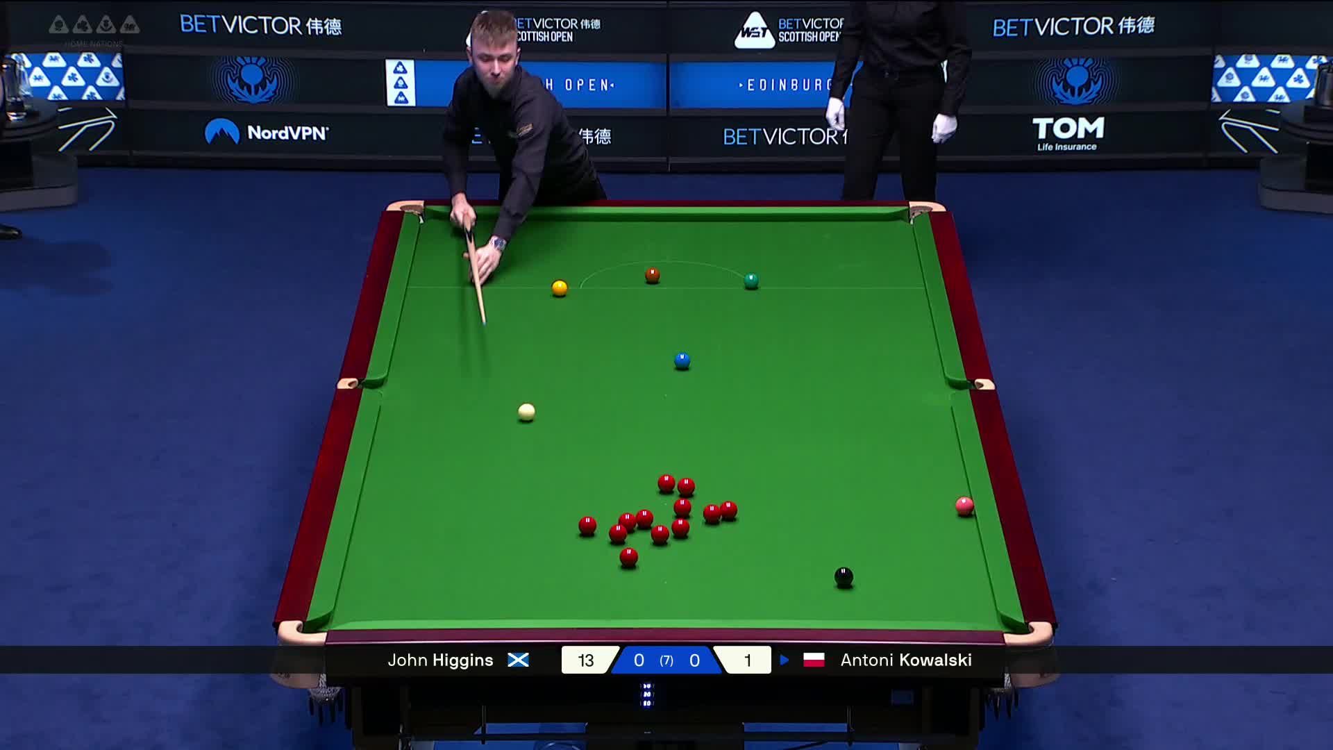 2025斯诺克苏格兰公开赛 约翰·希金斯 VS 安东尼·科瓦斯基 第一局