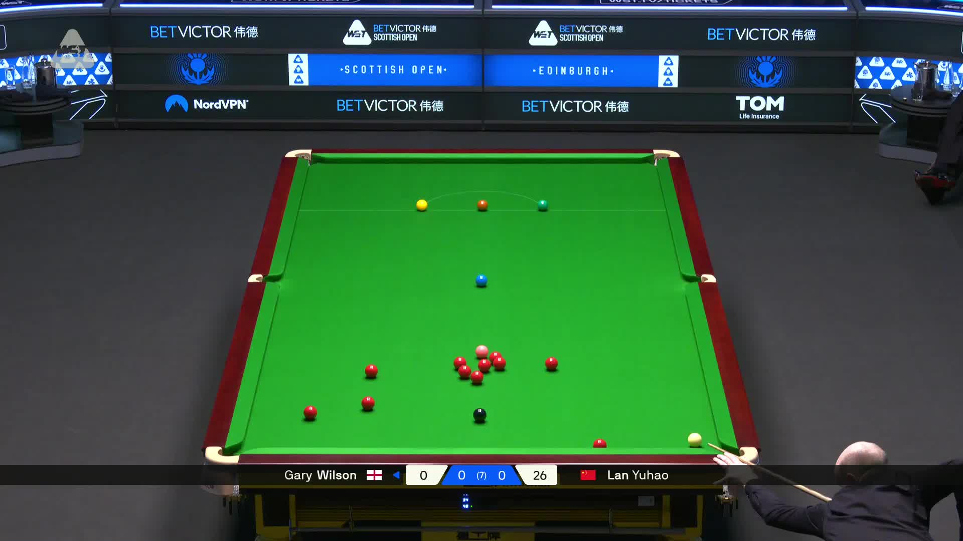 2025斯诺克苏格兰公开赛 加里·威尔逊 VS 蓝裕豪 第一局