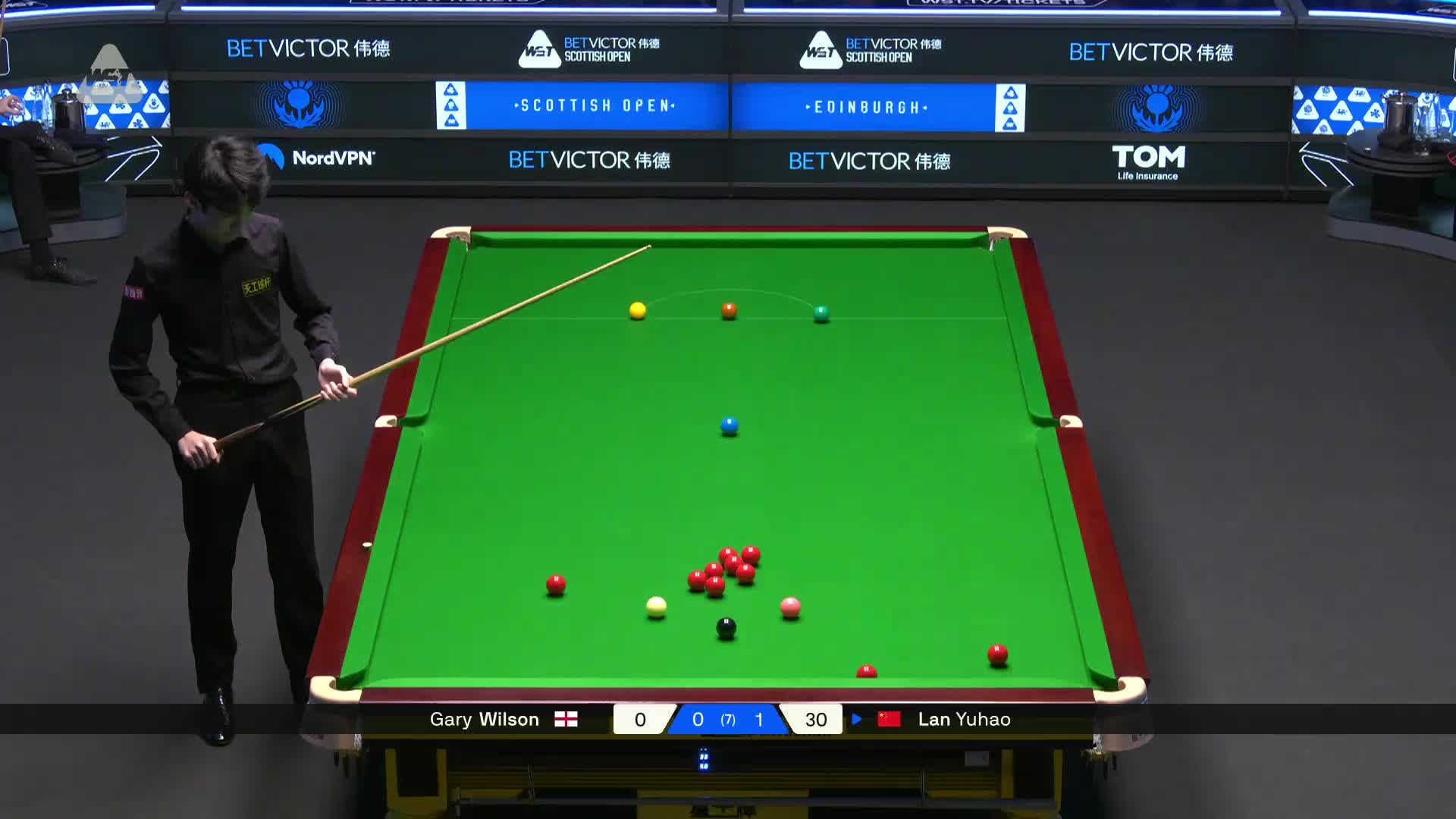 2025斯诺克苏格兰公开赛 加里·威尔逊 VS 蓝裕豪 第二局