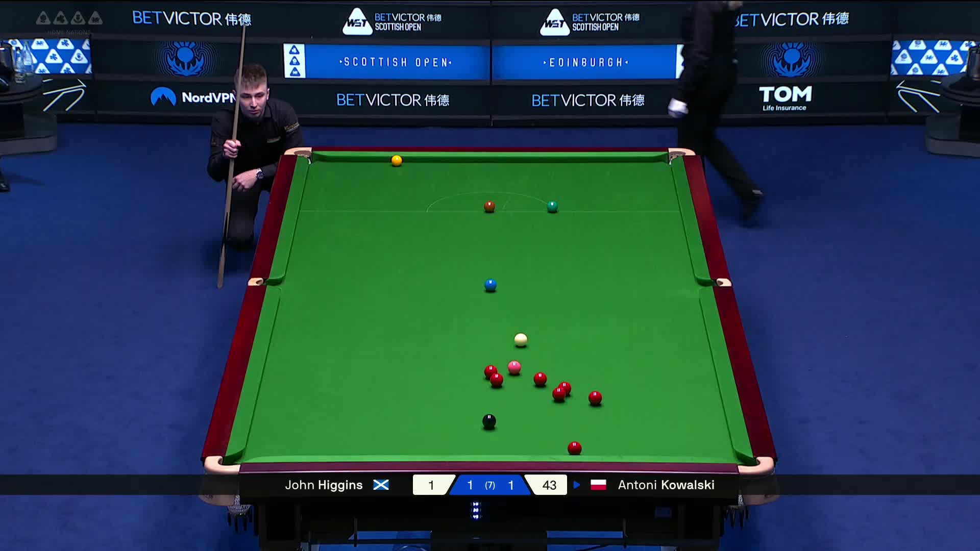 2025斯诺克苏格兰公开赛 约翰·希金斯 VS 安东尼·科瓦斯基 第三局